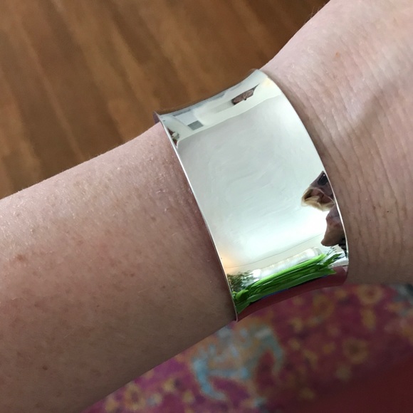 Silver wide cuff bracelet - Picture 2 of 6